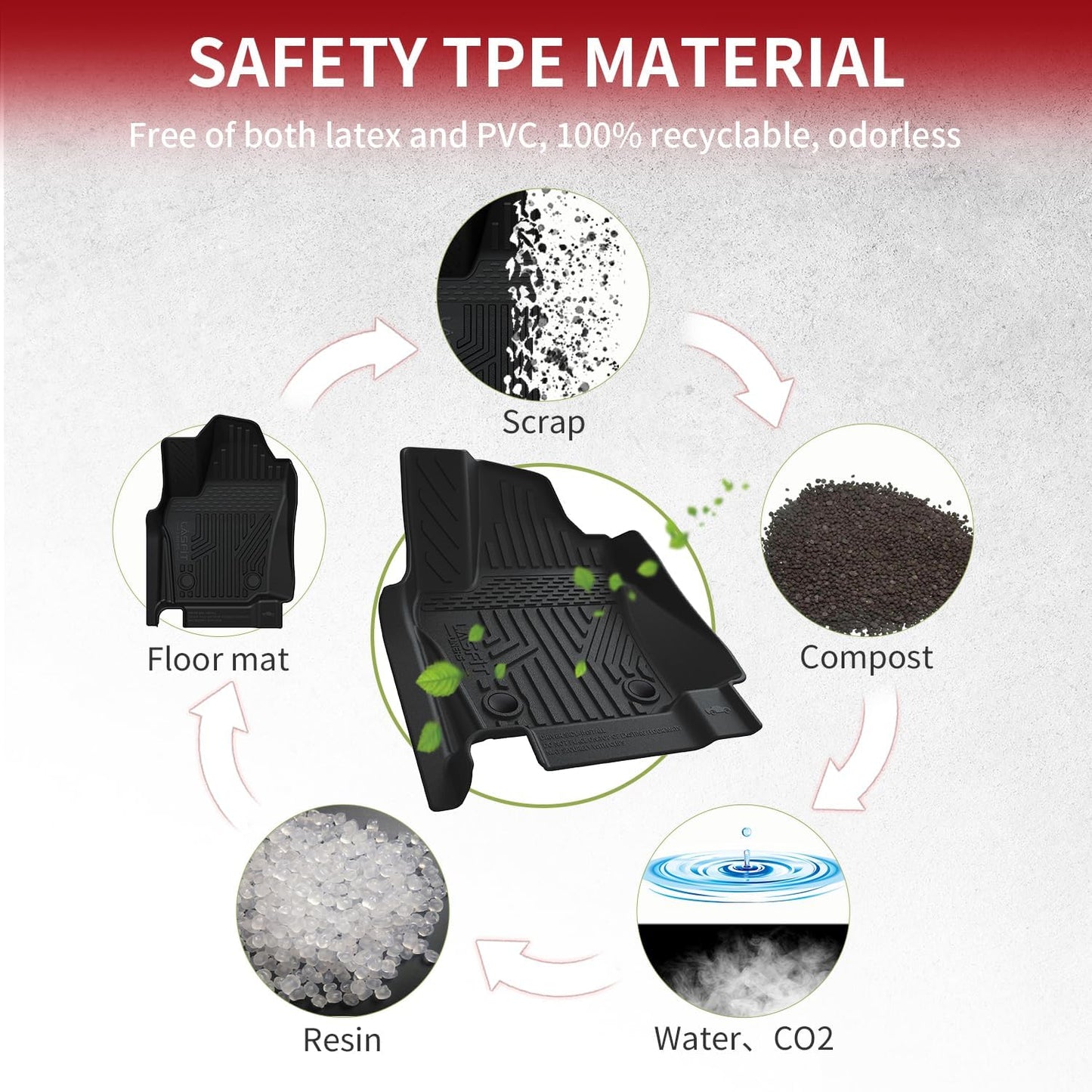 LASFIT Floor Mats for Toyota Tacoma 2024 2025 Double Cab (Not fit Hybrid) All Weather Floor Liner for Tacoma TRD/SR/SR5/limited TPE Custom Fit Car Mats Front&Rear 2 Row Mats,Black (Automatic Trans)