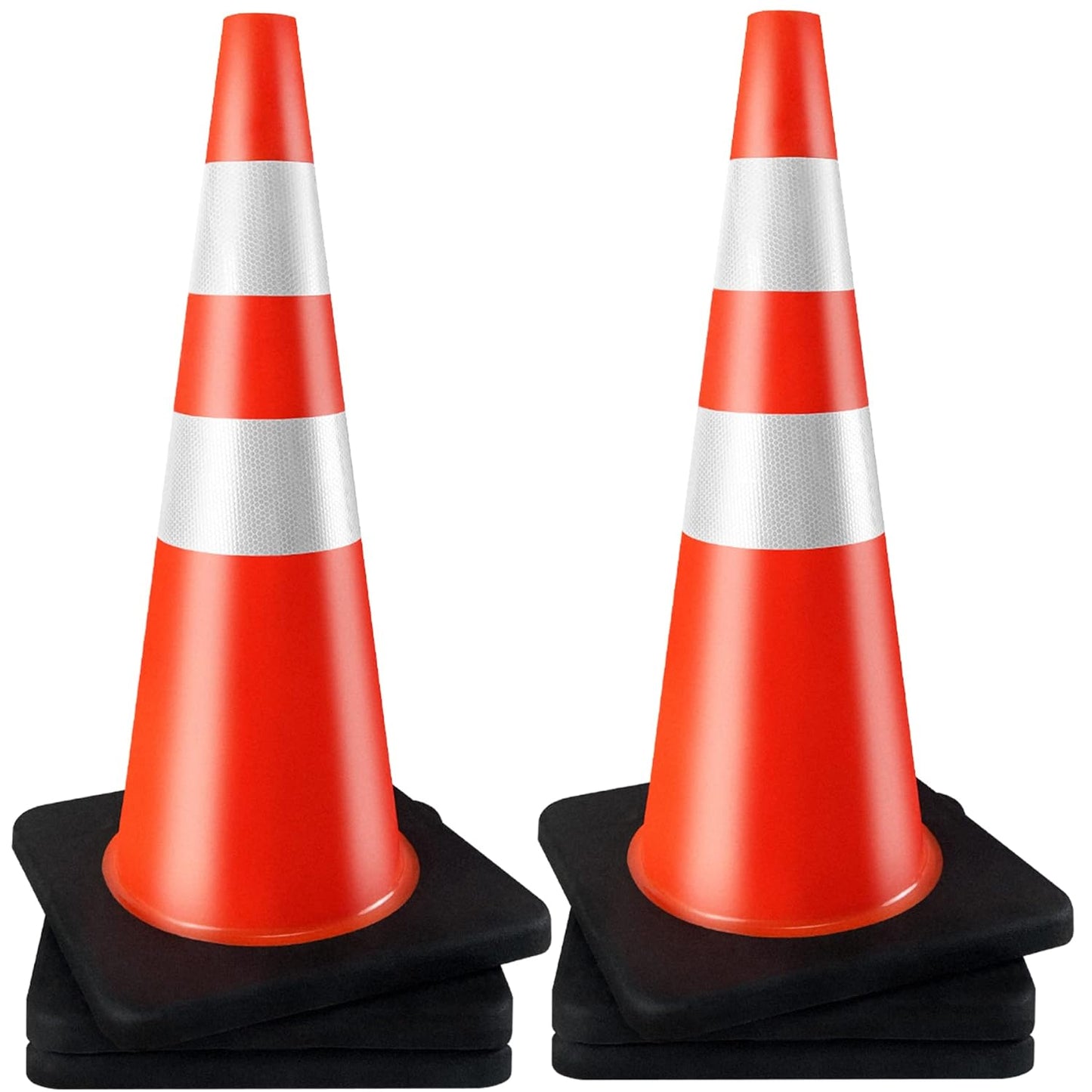 Traffic Cones 28 inch 6 Pack Heavy Duty Safety Cones Orange with Reflective Collars Fit Parking Lot,Driveway Road Traffic Control Construction Cones