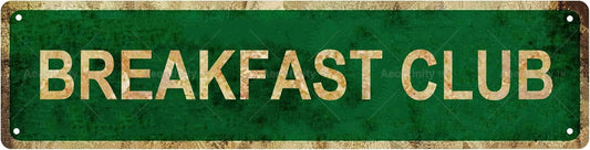 BREAKFAST CLUB Vintage Metal Tin Street Sign Bar Cafe Garage Cave Home Room Wall Bathroom Farmhouse Garden Porch Patio Decor, 16 x 4 Inch