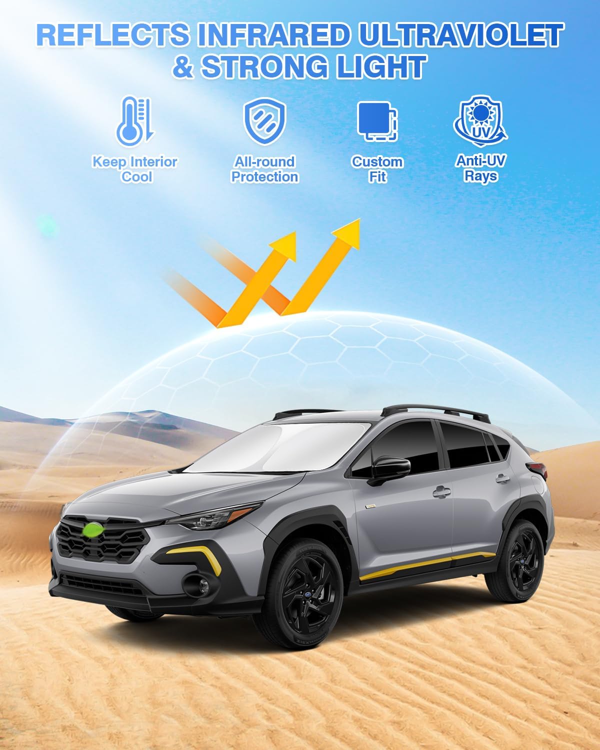 Sunshades for Subaru Crosstrek 2024 2025 2026 Accessories Windshield Sun Shade Side Rear Window Shade Cover Sun Visor Shield Privacy Protection Keep Vehicle Cool Black 8PCS