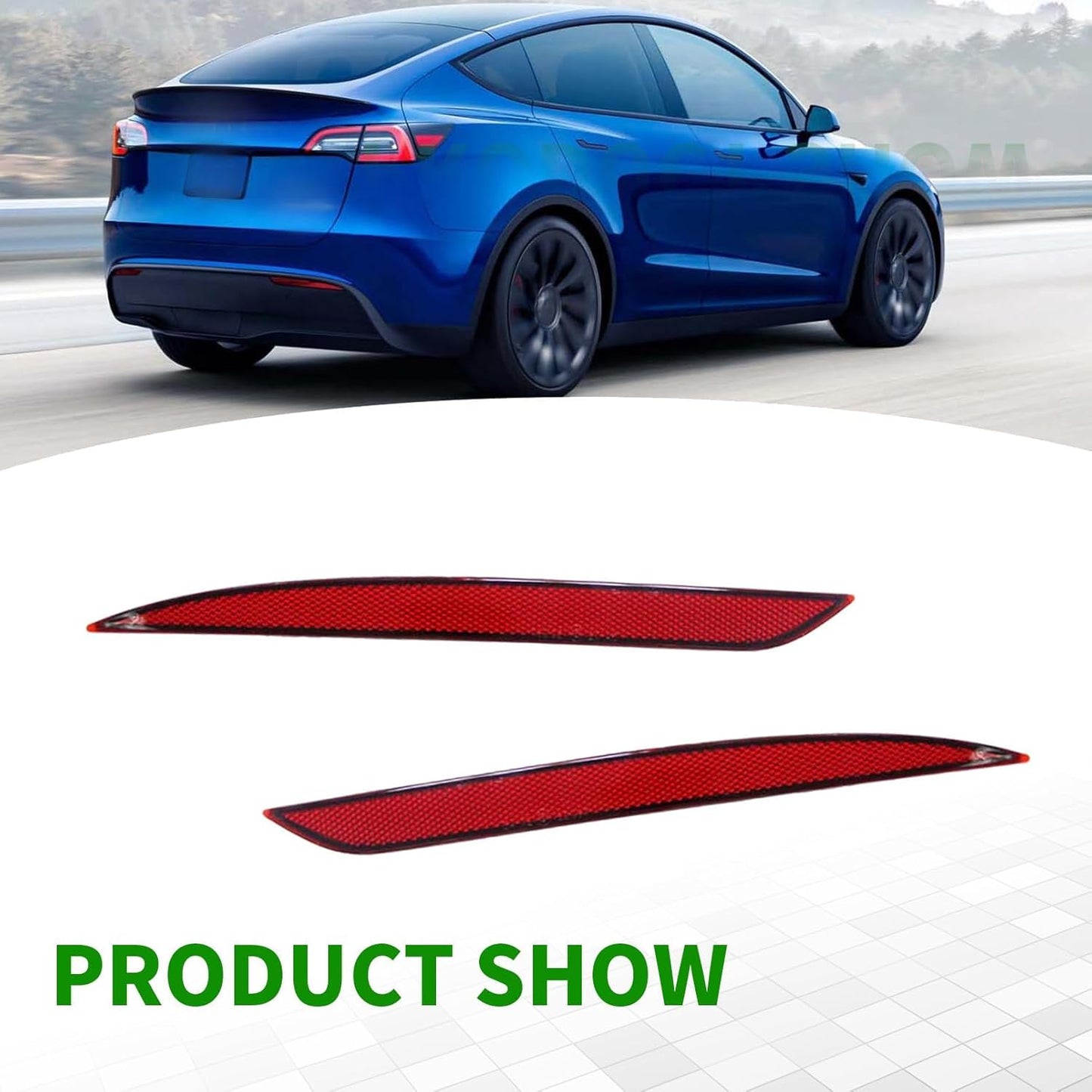 149581800C Tail Rear Bumper Reflector Red Pair LH RH Compatible with Model Y 2023 2022 2021 2020