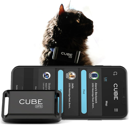 Cube GPS Tracker for Vehicles Assets Kids, Mini GPS Trackers for Dogs, Car Tracker Device: Real Time Worldwide Location SOS Pings Geo-Fencing + Rechargeable Battery Requires Subscription