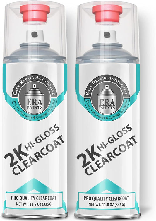 ERA Paints 2K High Gloss Automotive Clear Coat Spray/Aerosol Can – Professional Quality & Finish - Easy to Use – Best Value (2 pack)