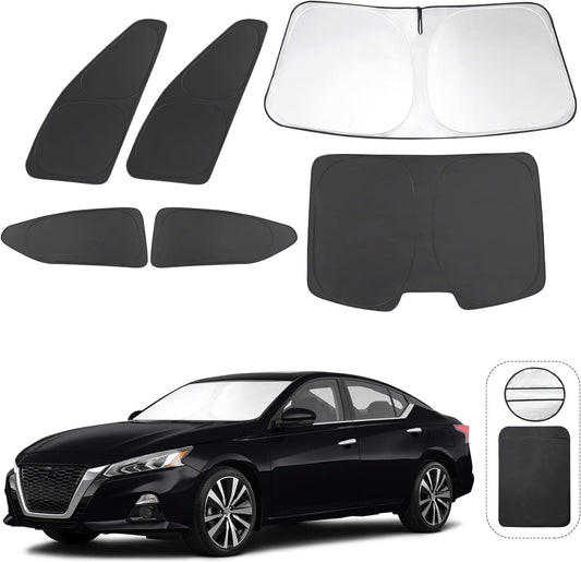 TINGLU 6PCS Window Shades for Nissan Altima 2019-2024 2025 Accessories Car Side Full Windows Cover Camping Rear Triangular Windshield Sun Shade Sun UV Rays Privacy Protection