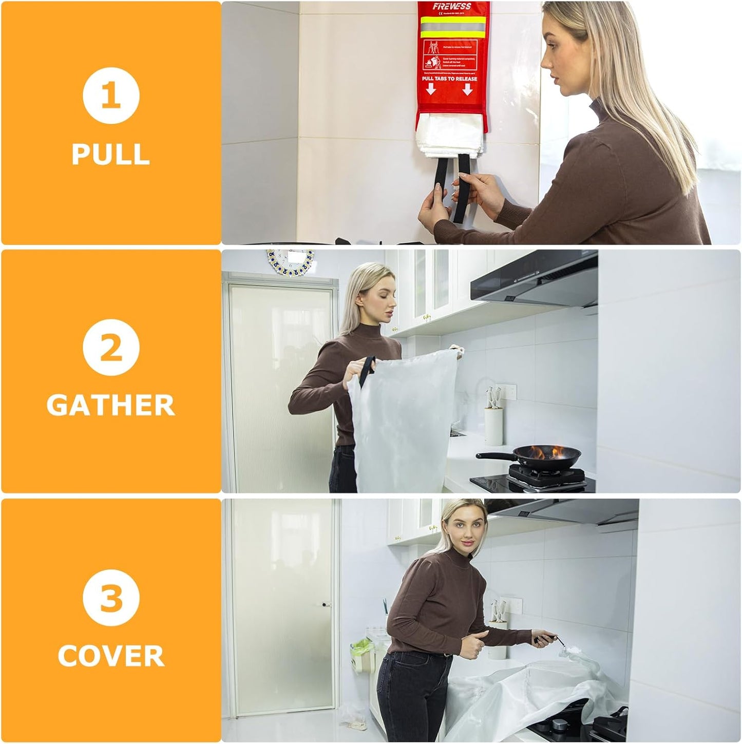 Emergency Fire Blanket, 1 Pack Fiberglass Flame Retardant Fire Blankets Emergency for Home, Kitchen, Car, Office, Grill, 39.4X 39.4inch Fire Extinguisher Blanket