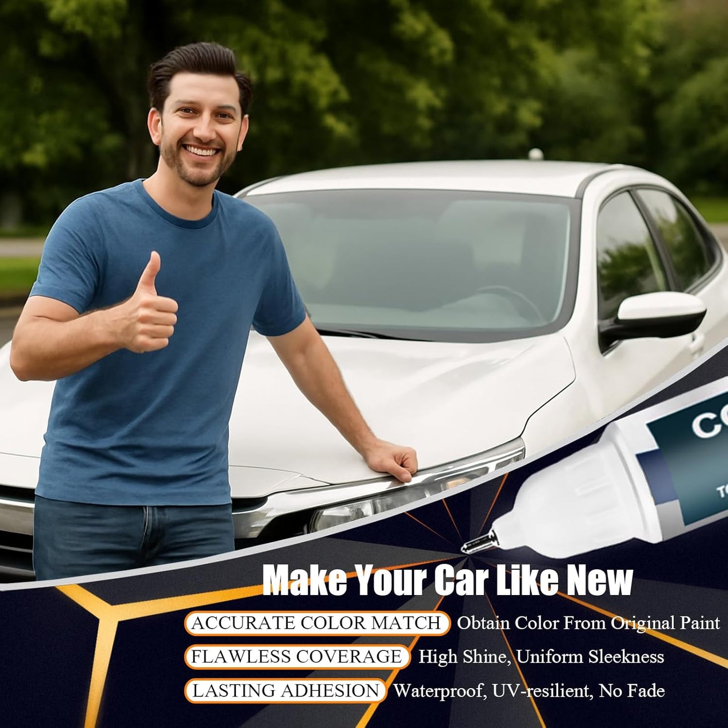 Canyon River Blue Metallic(B-640M) Touch Up Paint Compatible with Honda, Car Paint Pen Scratch Repair Two-In-One Touch Up Paint, Premium Car Scratch Remover for Deep Scratches