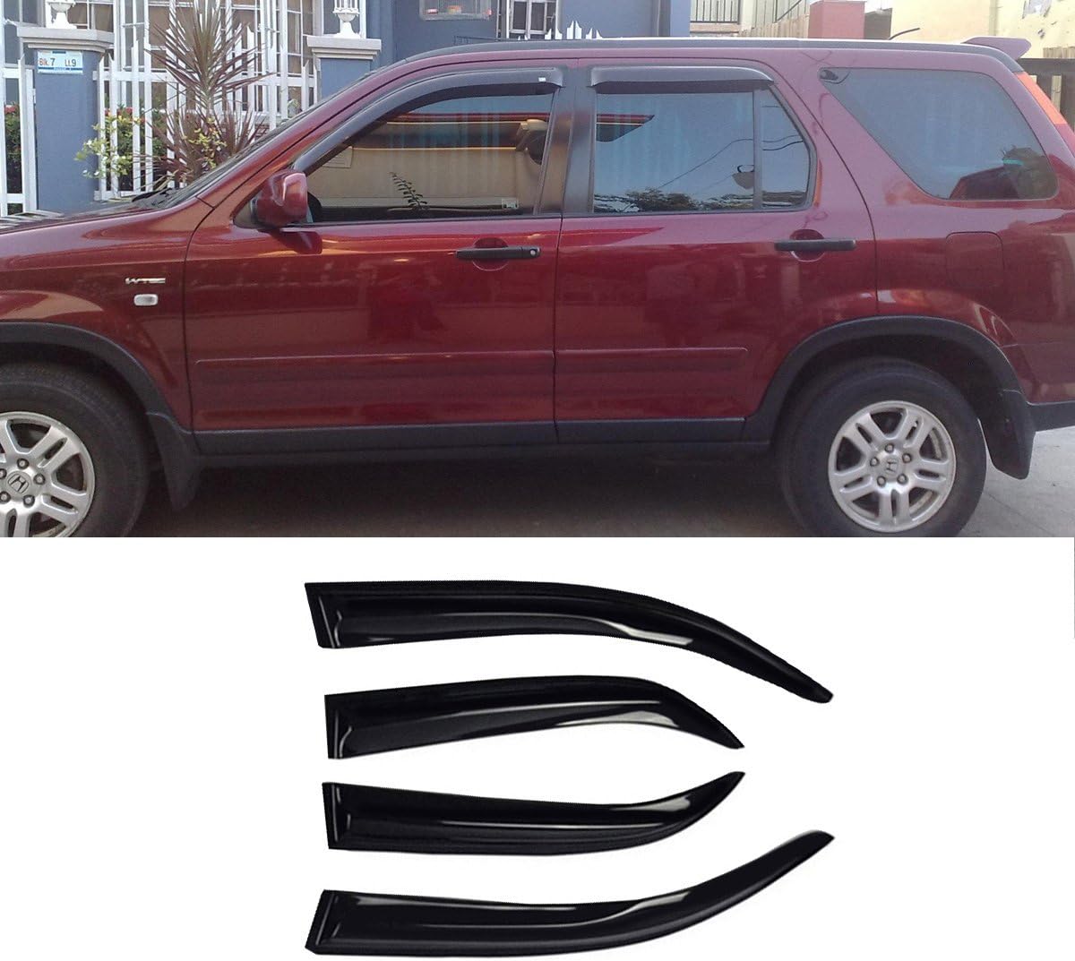 Wind Deflector Compatible with 2002-2006 Honda CR-V Smoke Sun/Rain Guards Window Visors 94459