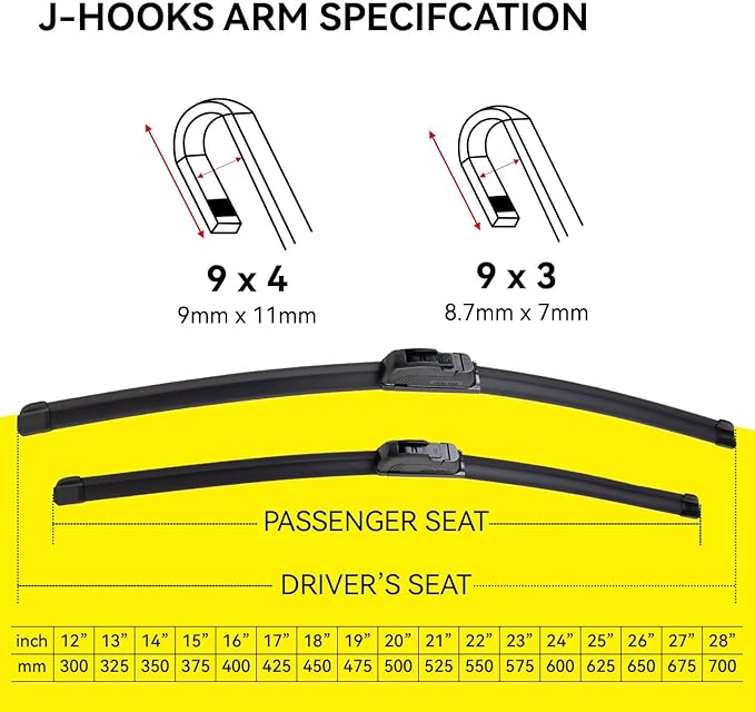 DOGTAIL 22"+ 17" Wiper Blades for Chevrolet Cobalt 2005-2010 Subaru Impreza 2002-2007 Toyota Yaris 2012-2020, All Season Automotive Replacement OEM Windshield Wiper Blades for My Car J-Hook