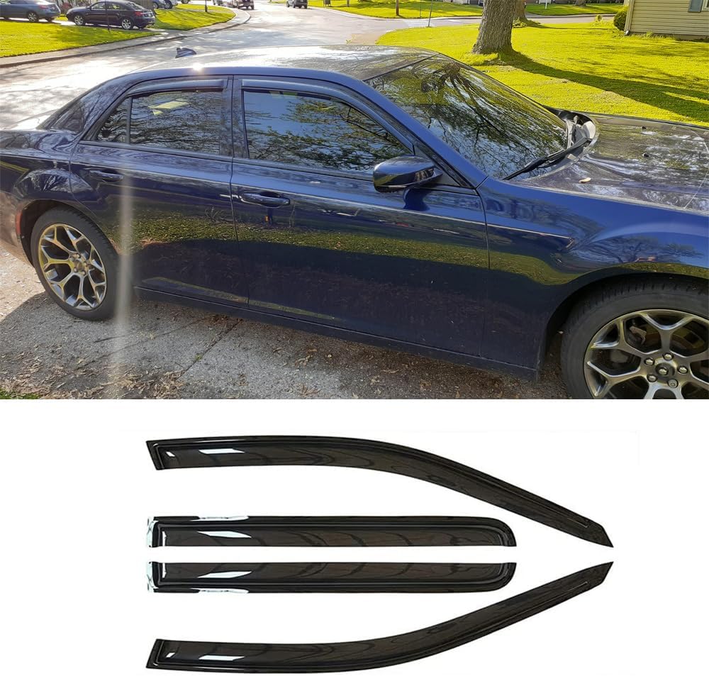 Sunproof Waterproof Side Window Wind Deflector, 4pcs Protective Replacements Rain Guards Set, Window Visor fit for 2011-2023 Chrysler 300 94432