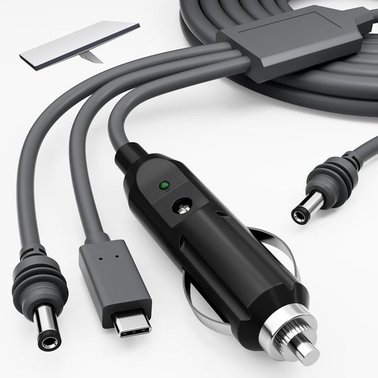 Starlink Mini Power Cable 3-in-1 33FT/10M USB-C to DC 12-24V Car Power Cord, 100W Waterproof Cigarette Lighter Plug DC Male Input Charging Extension Cable for Starlink Mini