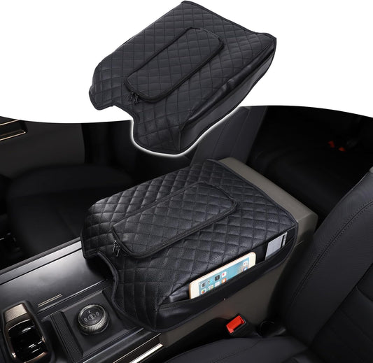 Upgraded Car Center Console Cover for Hummer EV Accessories Microfiber Leather Car Armrest Cover Cushion with Storage Bags Car Armrest Storage Box for Hummer EV Pickup SUV 2022-2024 2025+