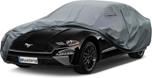 Premium Car Cover Custom Fit Ford Mustang, 16 Layers Heavy Duty Car Cover Waterproof All Weather with Zipper Door for Sun Rain Snow Dust Uv Protection
