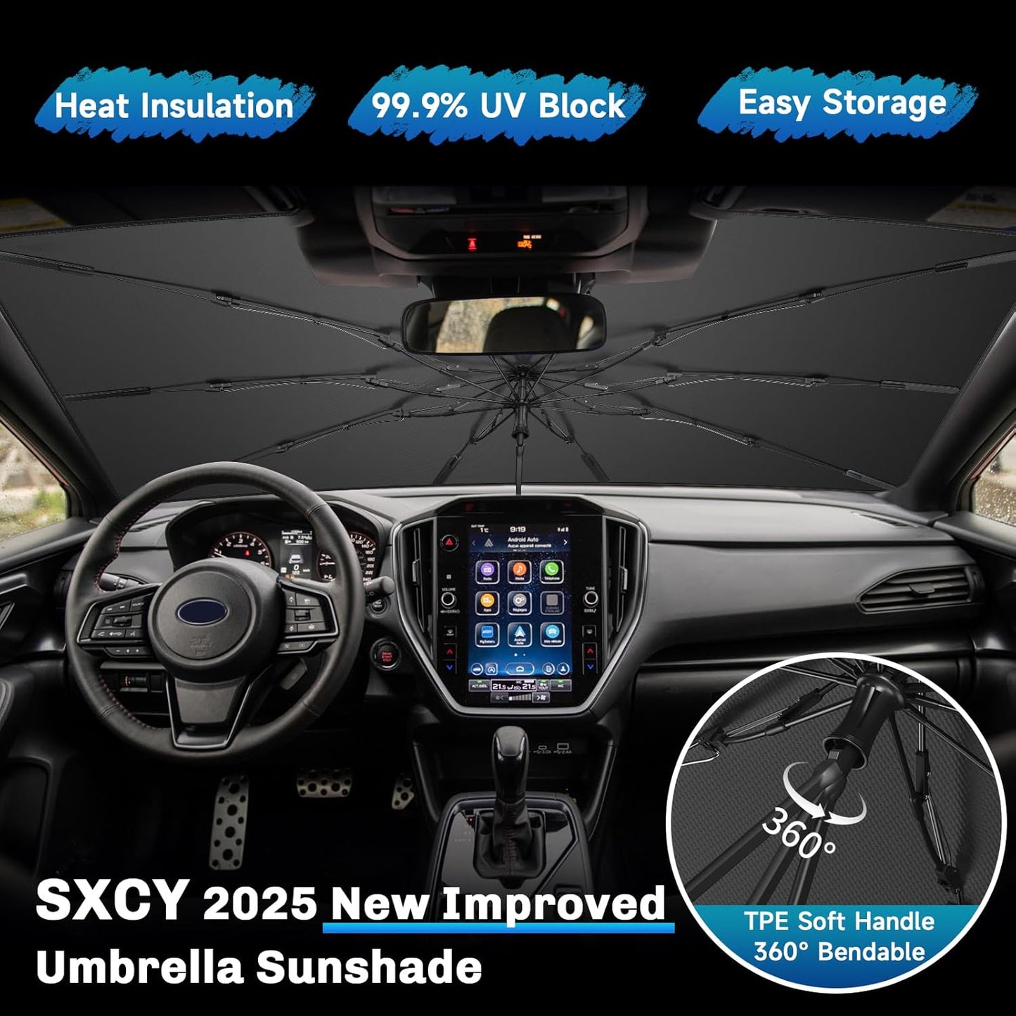 SXCY for 2024 2025 Subaru Impreza Windshield Umbrella Sunshade [Easier Foldable] for 2024 2025 Subaru Impreza Accessories 2024 2025 Impreza Sunshade Umbrella 2025 Impreza Windshield Umbrella Sun Shade