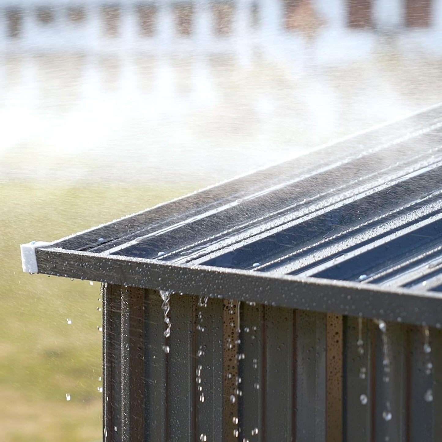 COMHOMA Shed Outdoor Storage Shed Metal,Lockable Doors Tool Sheds with Sloping Roof,Steel Garden Shed with Air Vent for Backyard,Patio,Lawn,Poolside (Grey, 10'*8'/Base)