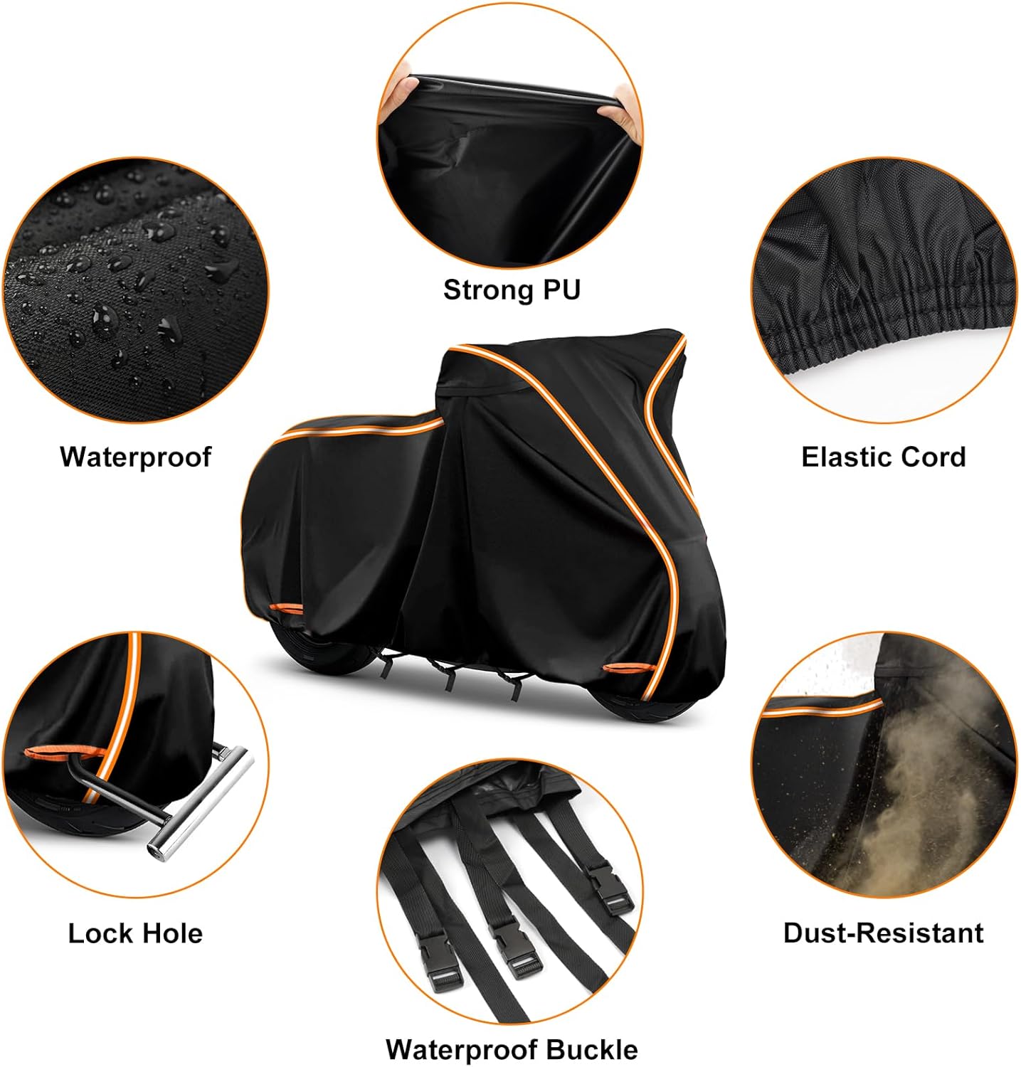 420D Waterproof Motorcycle Cover for Harley Davidson Cruiser, Softail Standard, Iron 883, Heritage Classic 114, Fat Boy, Sport Glide, Shadow Cruiser,Windproof Heavy Duty Outdoor Bike Cover