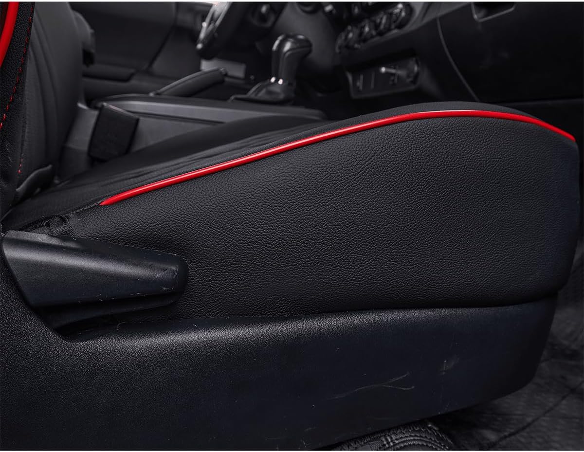 EKR Custom Fit Tacoma Rear Car Seat Covers for Select Toyota Tacoma 2016 2017 2018 2019 2020 2021 2022 2023 Access Cab - Second Row Only,Leather (Black with Red Trim)