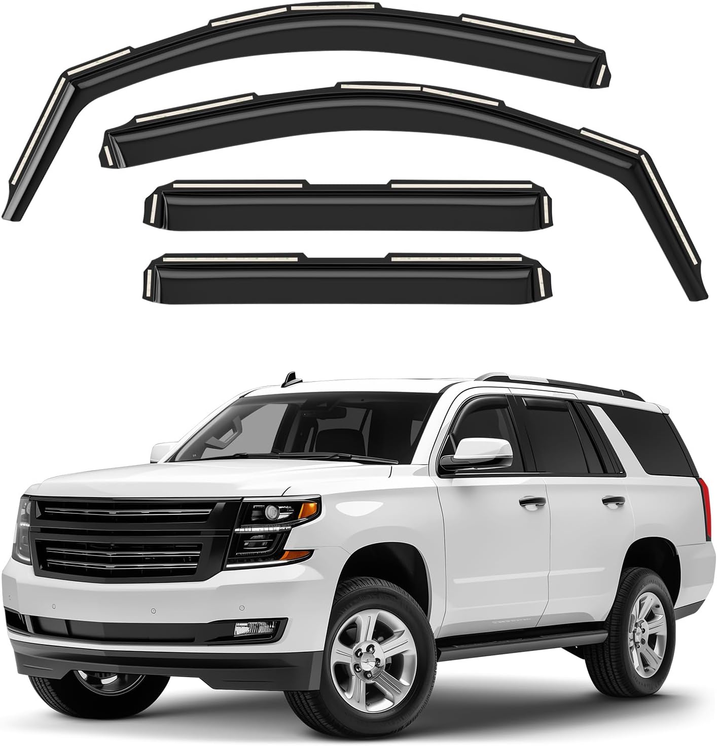 Window Deflectors Smoke Tinted in-Channel Side Window Vent Visor Deflectors Rain Guards Compatible with Chevrolet (Chevy) Tahoe/GMC Yukon 2015-2020 - 4pcs. GW0990