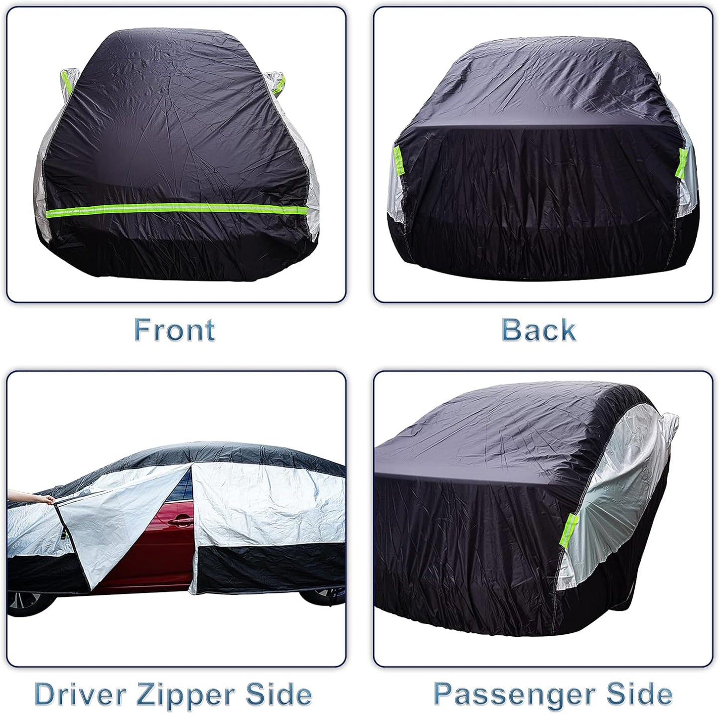 Universal Sedan Car Cover Fit for Toyota Corolla, Honda Civic, Nissan Sentra, Ford Focus, Chevy Cruze,Waterproof All Weather Anti-UV Windproof Snow Protection - Up to 193''(L)