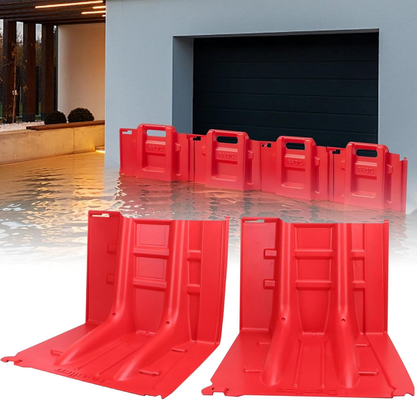 Flood Prevention Barrier, ABS L-Type Baffle Water Barrier Reusable, Door Flood Barriers for Home, Removable Combined for Garage Doors, Warehouses, Basements and School (15pcs)