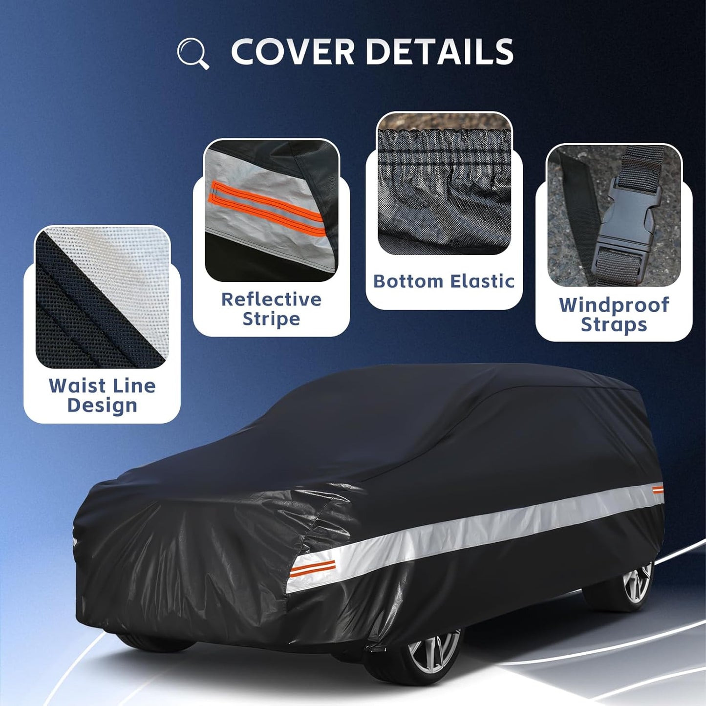 10 Layers SUV Car Cover Custom Fit for BMW X7 (2018-2024) Waterproof All Weather for Automobiles, Outdoor Full Cover Sun UV Rain Protection with Cotton.Black