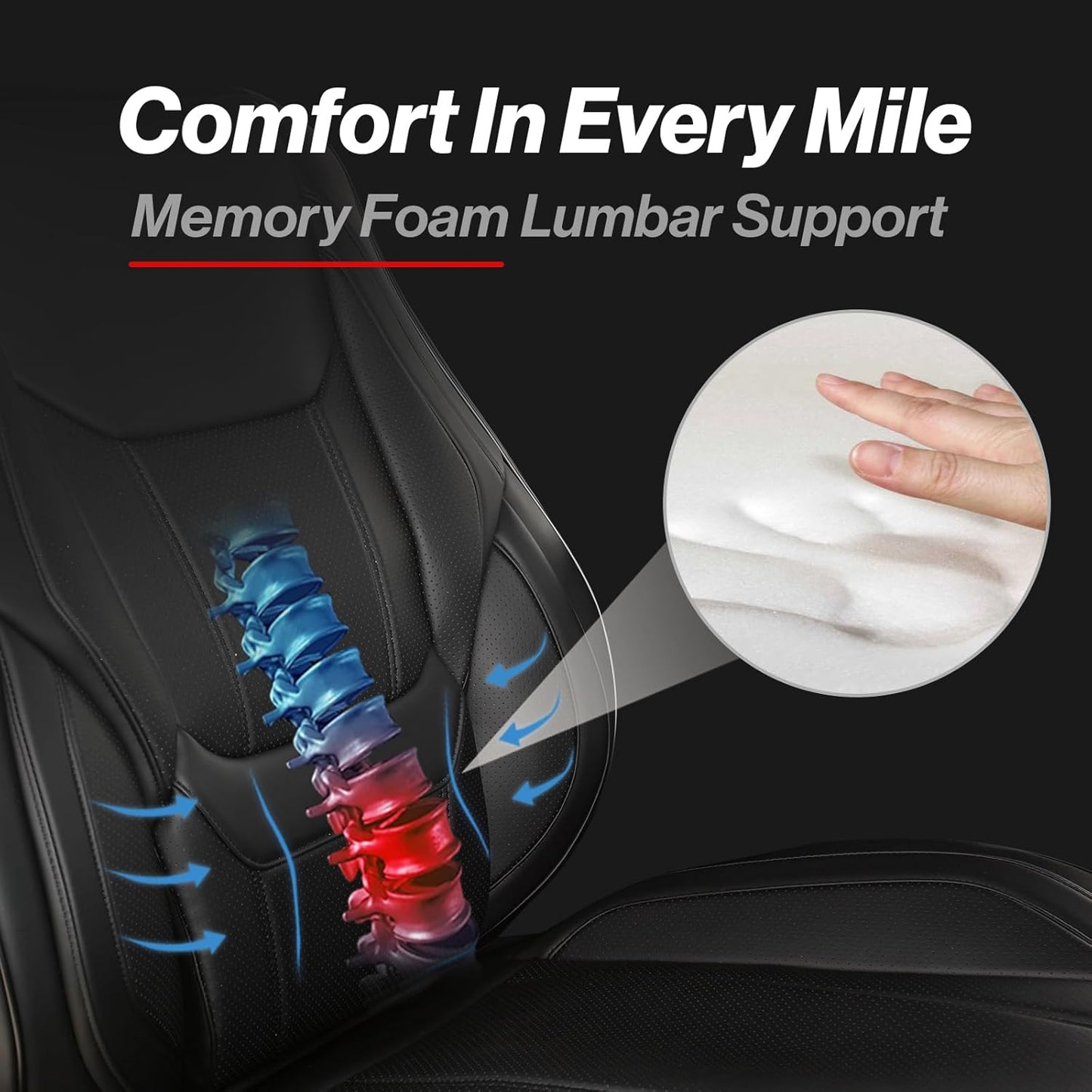 Coverland Custom Car Seat Covers Compatible with 2007-2013 Sierra 1500 Extended Cab - Premium Leather Non-Slip Waterproof Cover Interior Protector Full Set-Black [See Size Chart-Size X115]