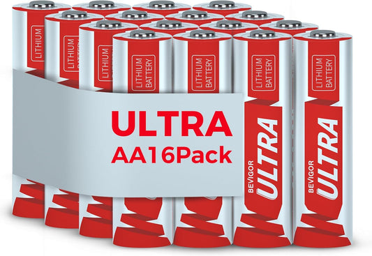 BEVIGOR Lithium Batteries AA, AA Batteries 16Pack, 3500mAh 1.5V AA Lithium Battery, Double A Battery, Longer Lasting AA Batteries for Trail Camera, Flashlight, Toys, Remote Control【Non-Rechargeable】