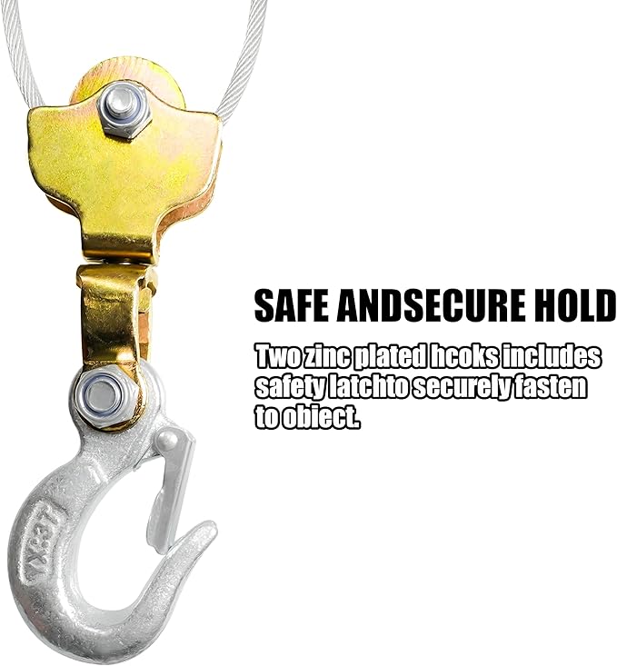 Come Along Winch 3 Ton Cable Winch Puller Double Rope 10Ft Heavy Duty Hand Puller Double Gear 6600LB with 2 Hooks Cable Ratchet Puller for Lifting Pulling