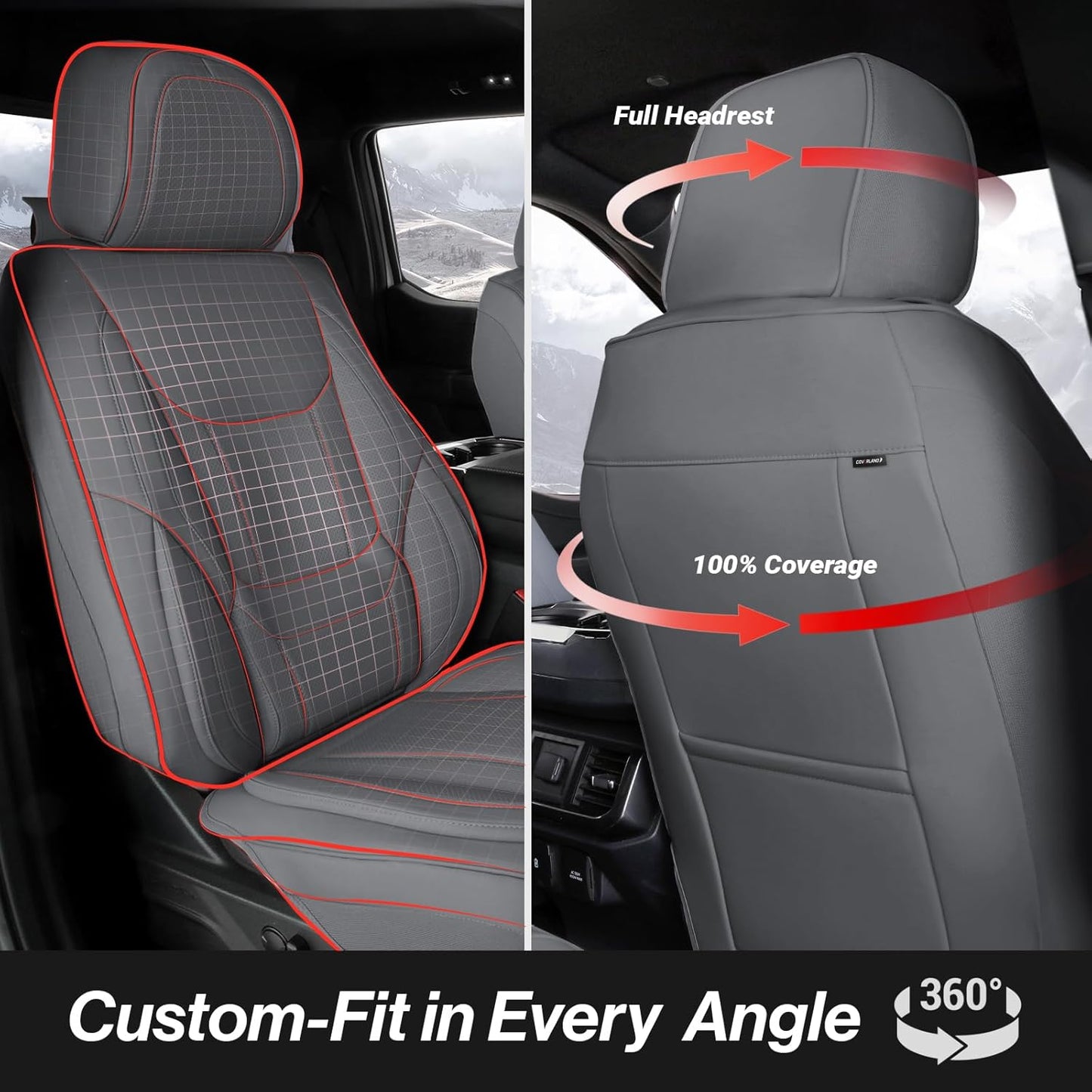 Coverland Custom Car Seat Covers Compatible with 2007-2013 Tundra Regular Cab, CrewMax - Premium Leather Non-Slip Memory Foam Waterproof Protector Front Seat-Dark Gray [See Size Chart-Size A36]