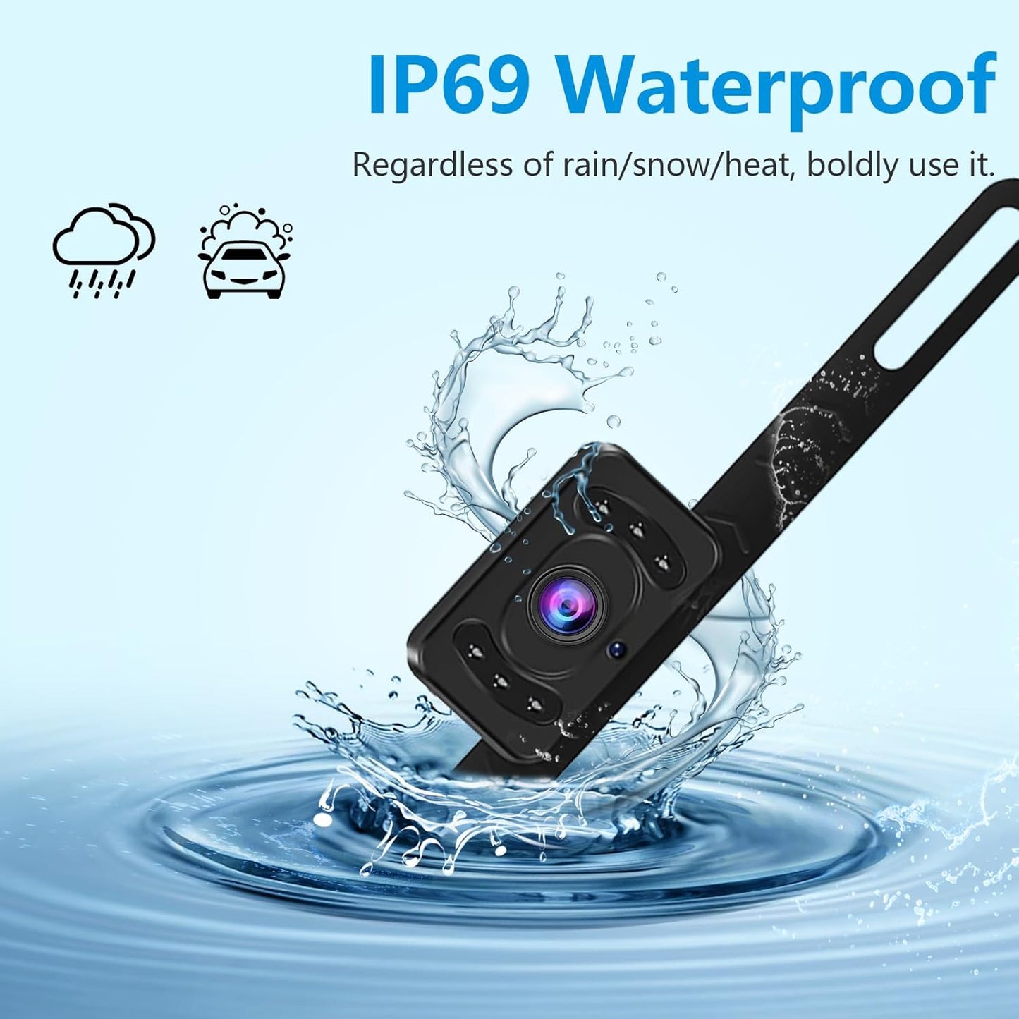 7inch Monitor with IP69 Waterproof Night Vision Backup Camera Easy to Install,HD 1080P delay Free Picture Quality Suitable for Cars, Trucks SUVs etc.