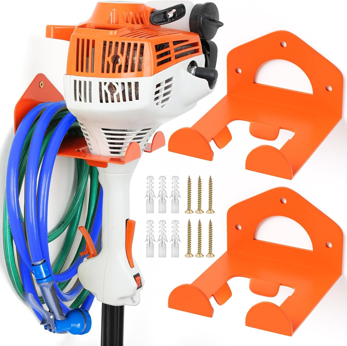 Weed Eater Hanger, Garage Organization Wall Hanger, Weed Eater Holder Heavy-Duty String Trimmer Rack for Hedge Trimmer, Garden Tools, Garage, 2 Pack