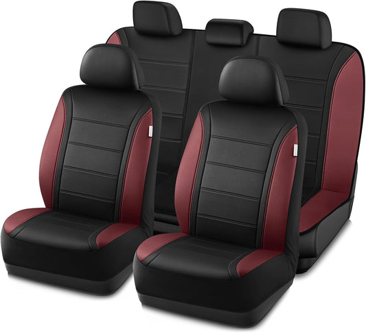 Road Comforts Leather Seat Covers, Breathable Car Seat Covers Full Set for Men,Airbag Compatible, Automotive Seat Covers Set Universal Fit Most Cars,Vans,Truck,SUV