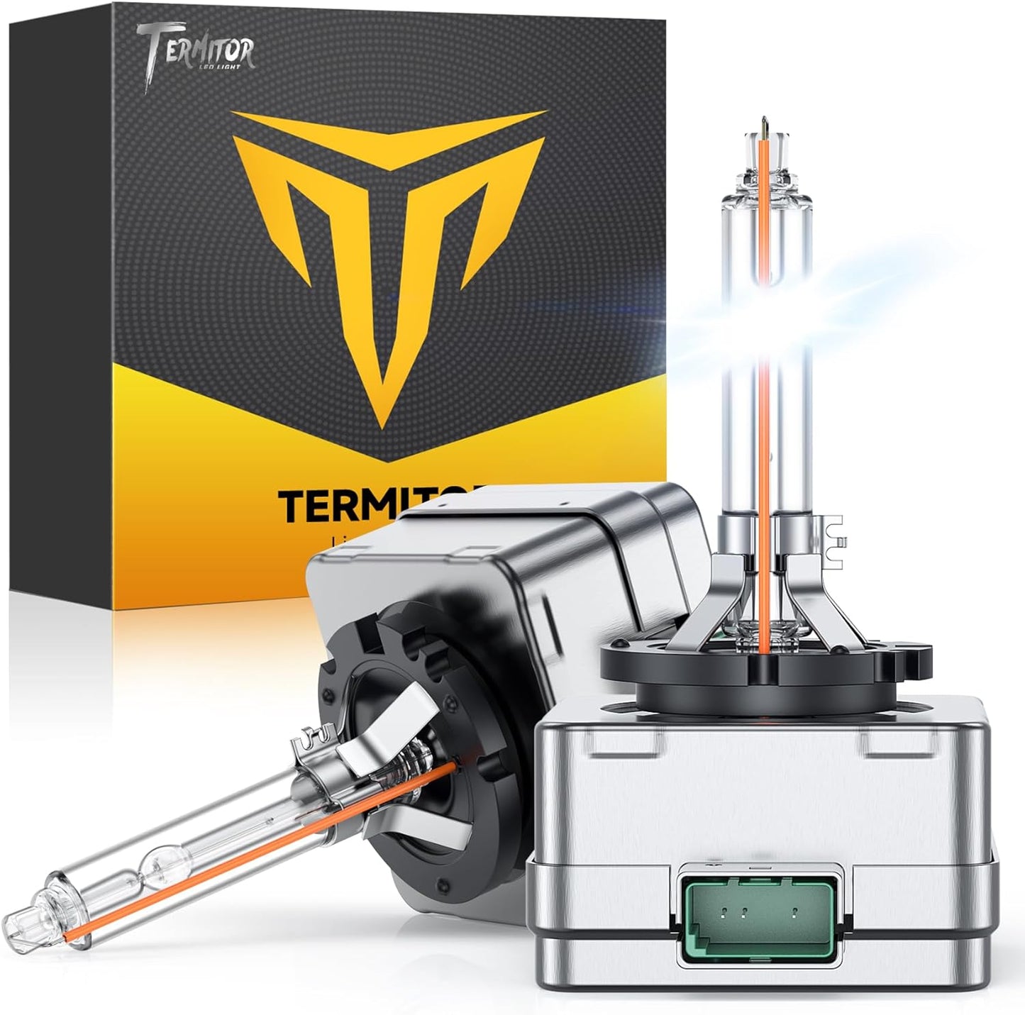 D3S Xenon HID Headlights Bulbs, 400% Enhanced Brightness, 6000K 35W Cool White High/Low Beam, Replacement 66340 42403 42302, IP68 with Metal Base, Plug and Play, Pack of 2