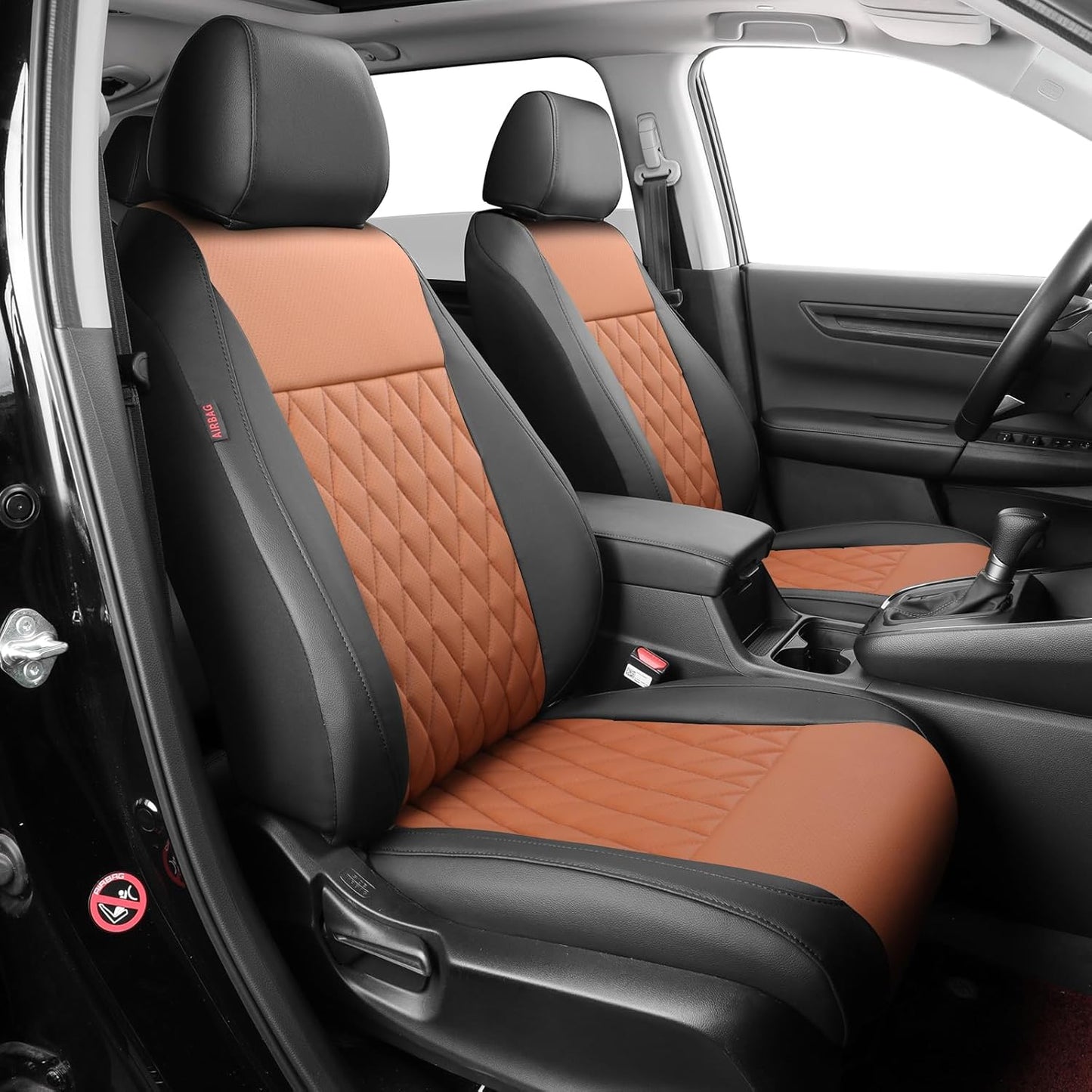 coverdream CRV Waterproof Leather Seat Covers Custom Fit for 2015 2016 Honda CRV LX,EX,SE,EX-LTouring,Full Coverage,Airbag Compatible,Seat Protector(Full Set,Black&Brown)