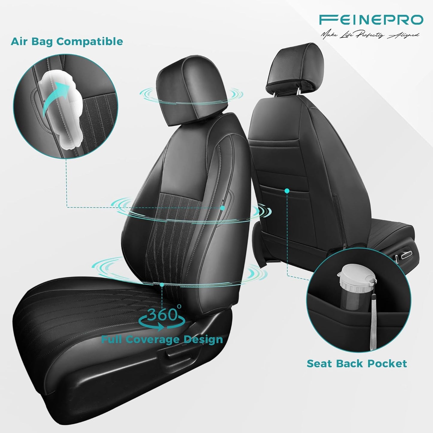 Seat Covers for Honda Civic Hatchback EX, Sport Touring, EXL 2016 2017 2018 2019 2020 2021, Faux Leather Car Seats Cover Full Set(Rear Row 40/60 Split & Folding Backrest)-Black