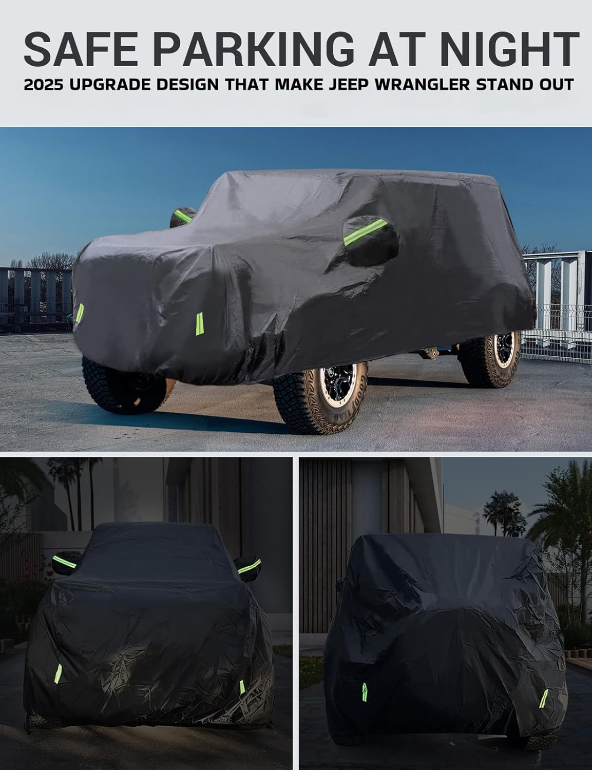 Proadsy 6 Layers Car Cover Custom Fit for Jeep Wrangler 4 Door JK JL YJ TJ 2018-2024 2025 Windproof All Weather Waterproof Sun Rain UV Dust Snow Protection Outdoor Covers