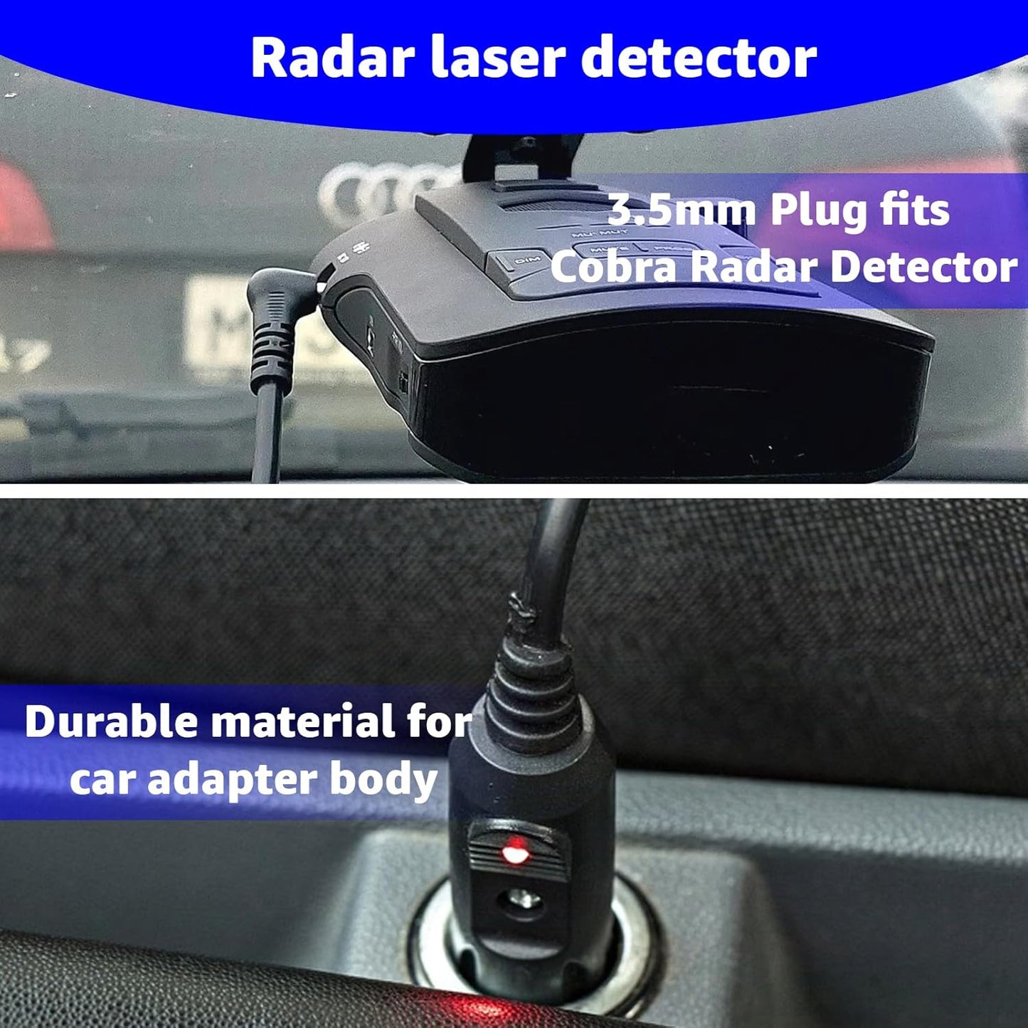 Radar Detector Power Cord 6.6ft for Cobra Rad480i 250 350 450 500g 950 Xrs9955 Spx955 Spx5500 Spx6655 Esd9275 Esd9110 Esd7570 Rad450 Xrs9845 Xrs9880 etc