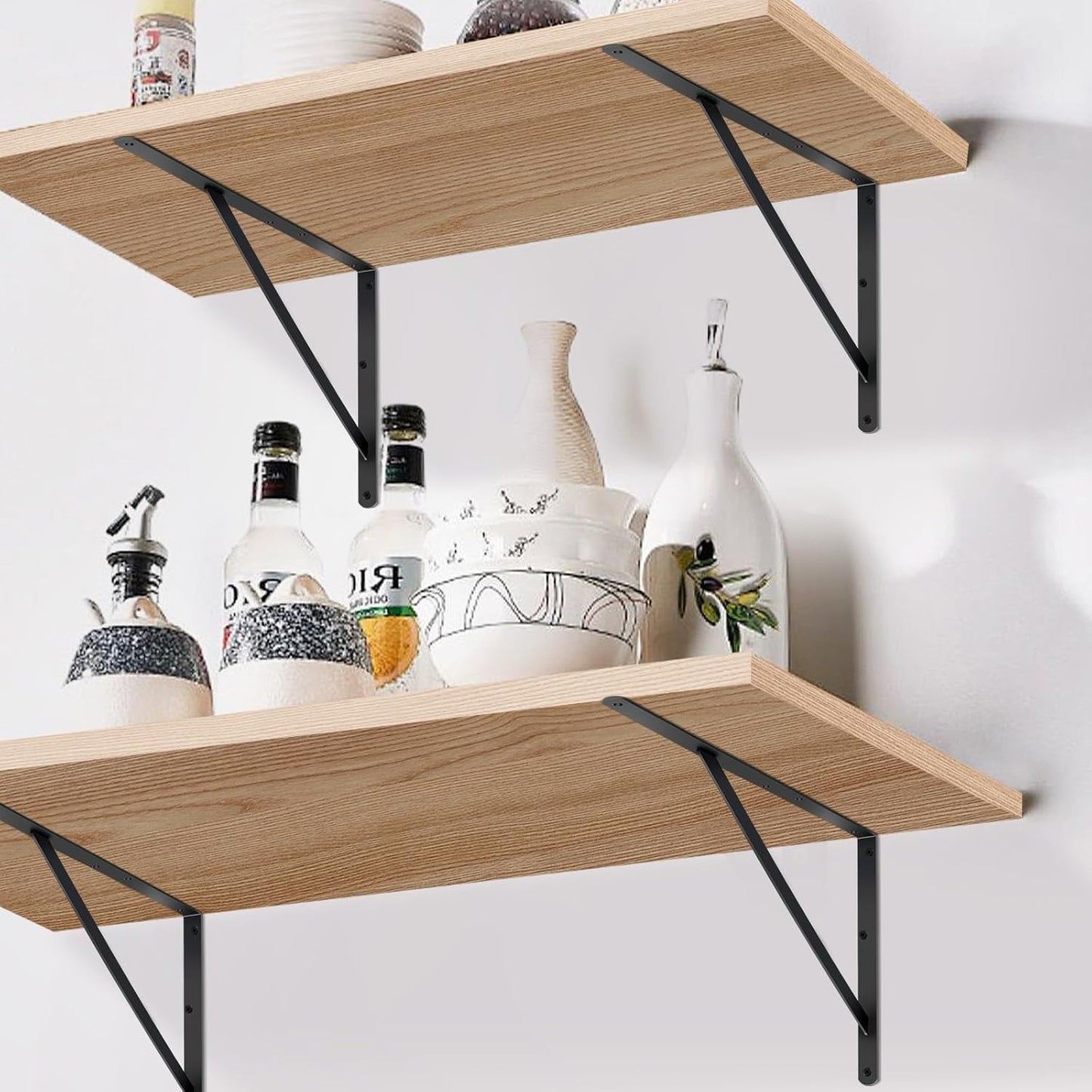 16 Pack L20 x H 12" Black Heavy Duty Shelf Brackets with Screws Metal Shelf Brackets Shelf Support Angle Brackets for Shelves L Brackets Heavy Duty Floating Shelf