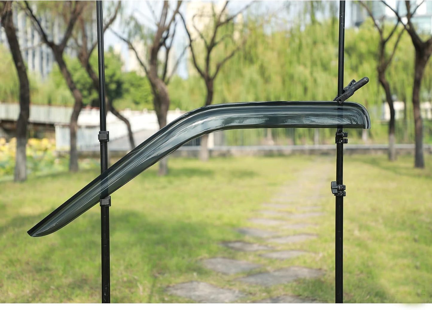 Front Window Visor Compatible with 98-04 Nissan Frontier 00-04 Xterra Rain Guards Wind Deflector Smoke 2pc 92212