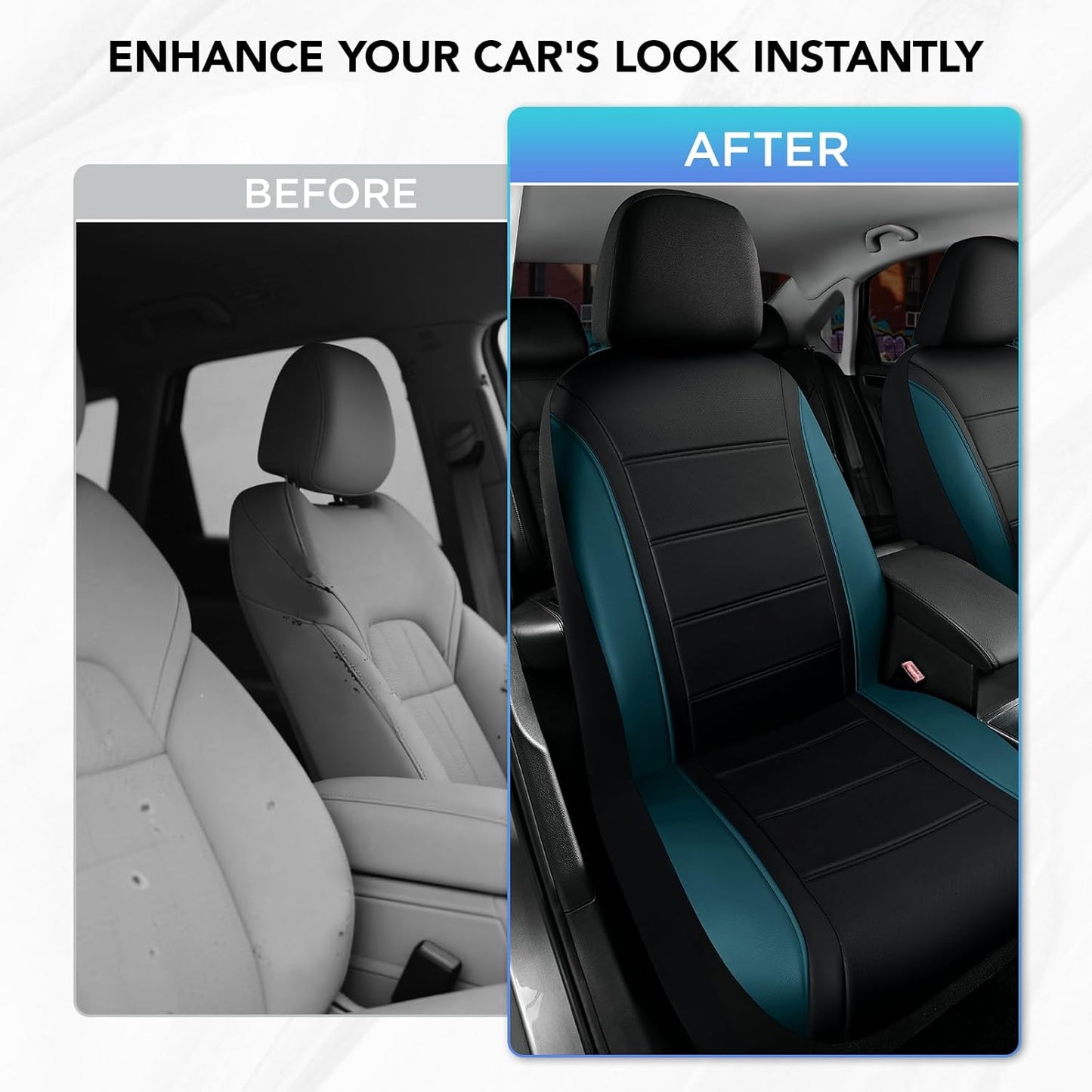 Road Comforts Leather Seat Covers, Breathable Car Seat Covers Front Seat for Men,Airbag Compatible, Automotive Seat Covers Set Universal Fit Most Cars,Vans,Truck,SUV