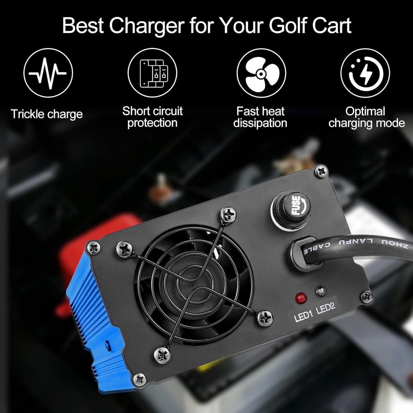 10 Amp 48 Volt Golf Cart Battery Charger for EZGO RXV&TXT,with Trickle Charge,Replace ezgo Charger 48 Volt