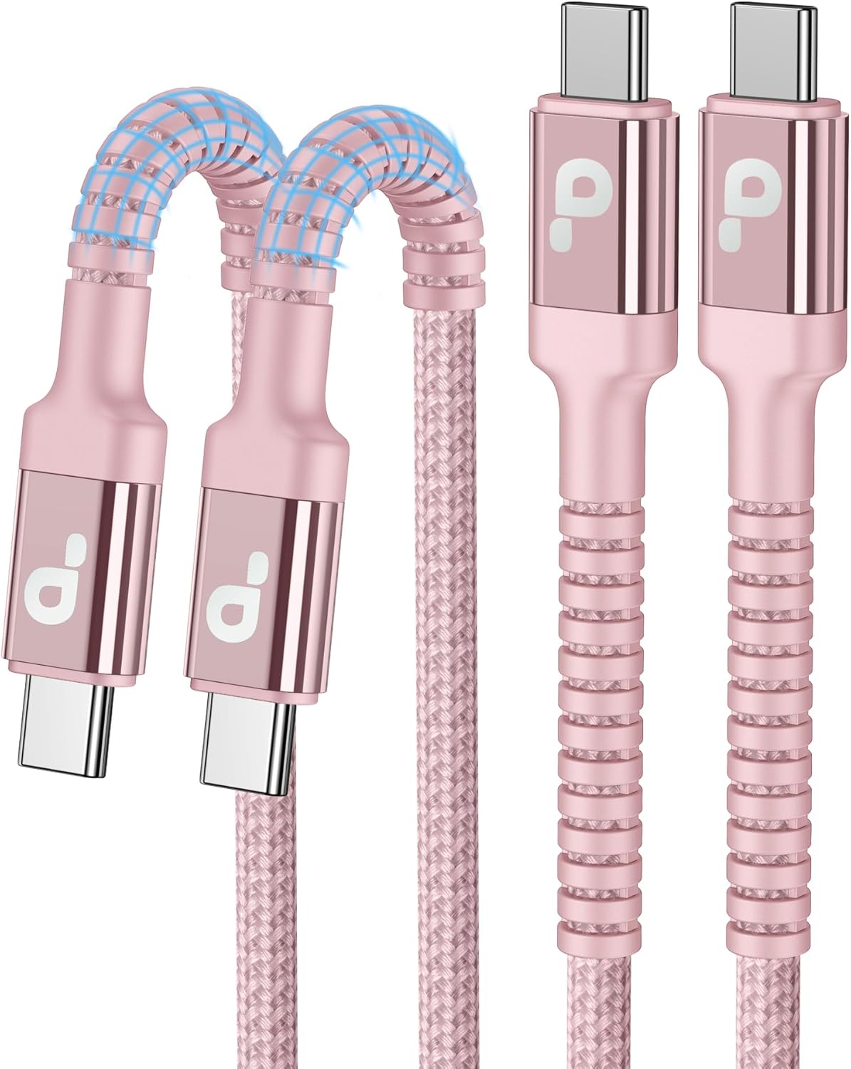 USBC Cables 6FT, 2Pack USB C to USB C Charger Cable, Long USB C Fast Charging Cable Nylon Braided USBC iPhone Charger Cord Compatible with iPhone 16/15/Pro Max/PlusSamsung Galaxy S23/LG/Switch-Pink