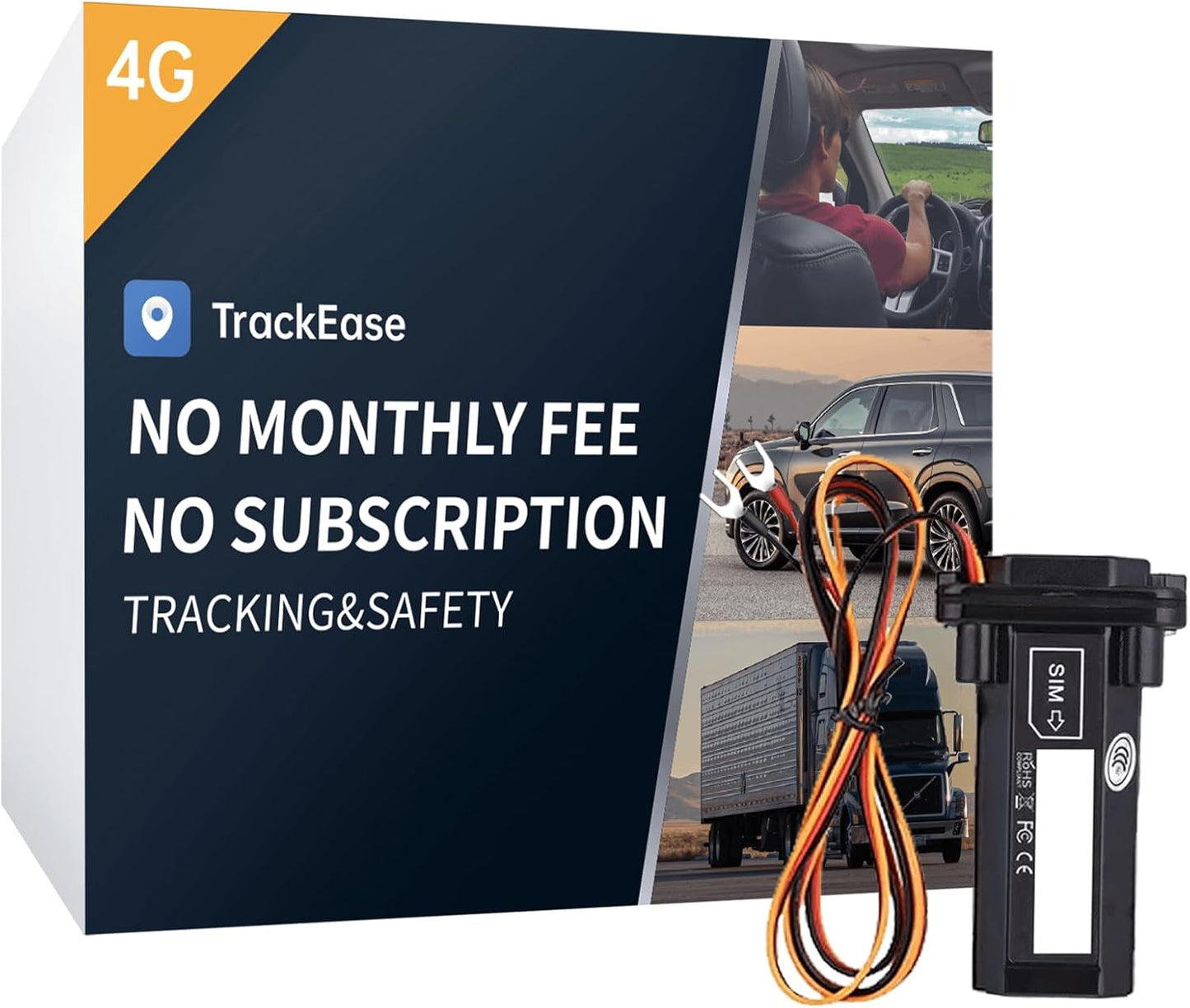 Wired GPS Tracker for Vehicles No Monthly Fee, No Subscription, Real-Time Tracking, 4G SIM and Data Included, Trip History, GeoFence, Driving Alerts, Waterproof