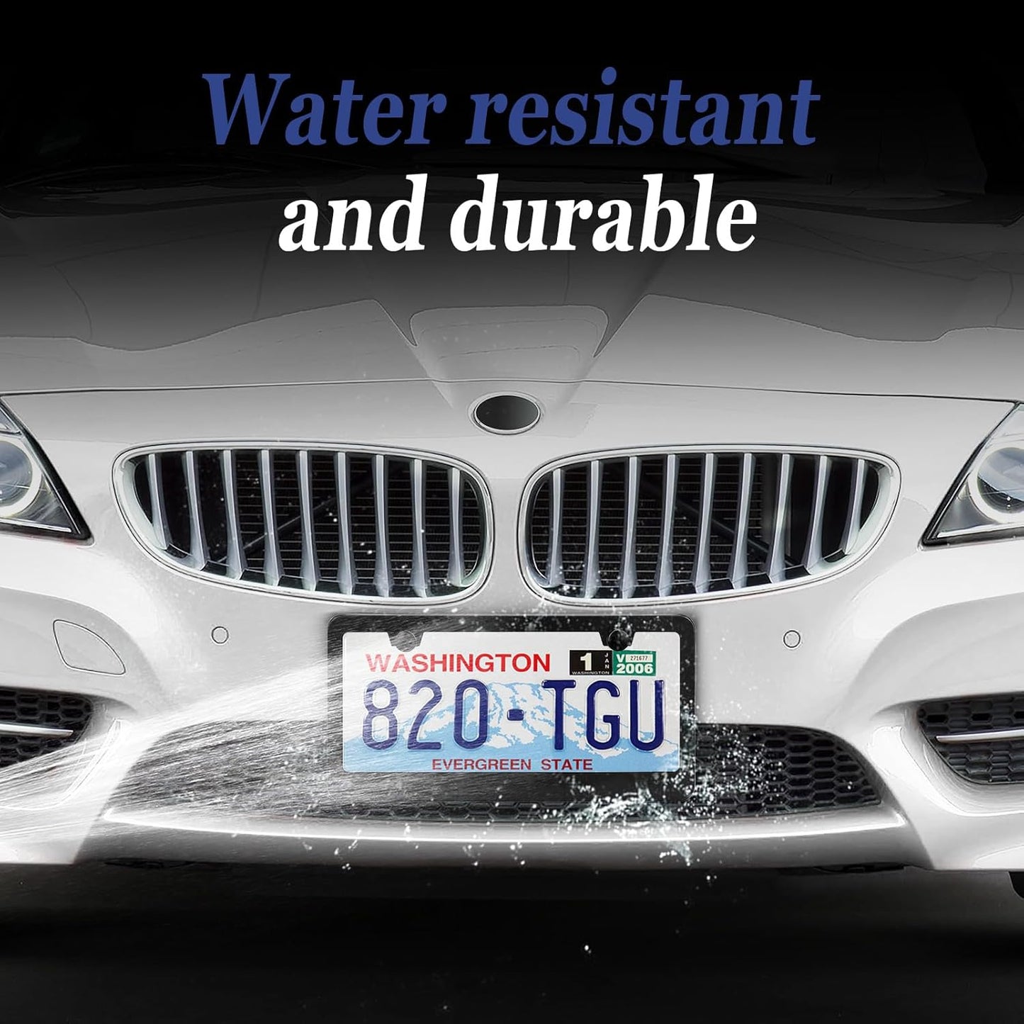 2 Pack Black License Plate Frame, Black Aluminum License Plate Cover, Matte License Plate Front and Rear 2 Packs. (2 Holes), Come with Screw Cap, Screw,Washer