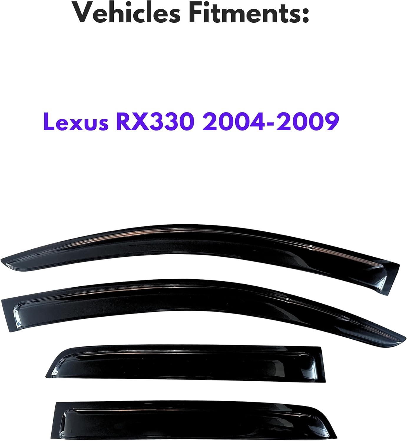 KPY Window Visor Compatible with Lexus RX330 RX350 RX400h 2004-2009, 4PC Rain Guard Side Window Vent Deflectors Tape-On Style, 2004 2005 2006 2007 2008 2009