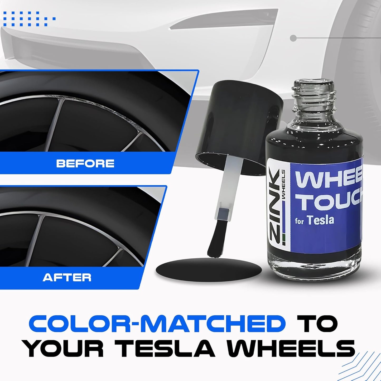 Premium Tesla Wheel Curb Rash Repair Kit for Model 3 20-inch Grey Performance Warp Wheels - DIY Kit with Color-matched Touch Up Paint - Made in USA