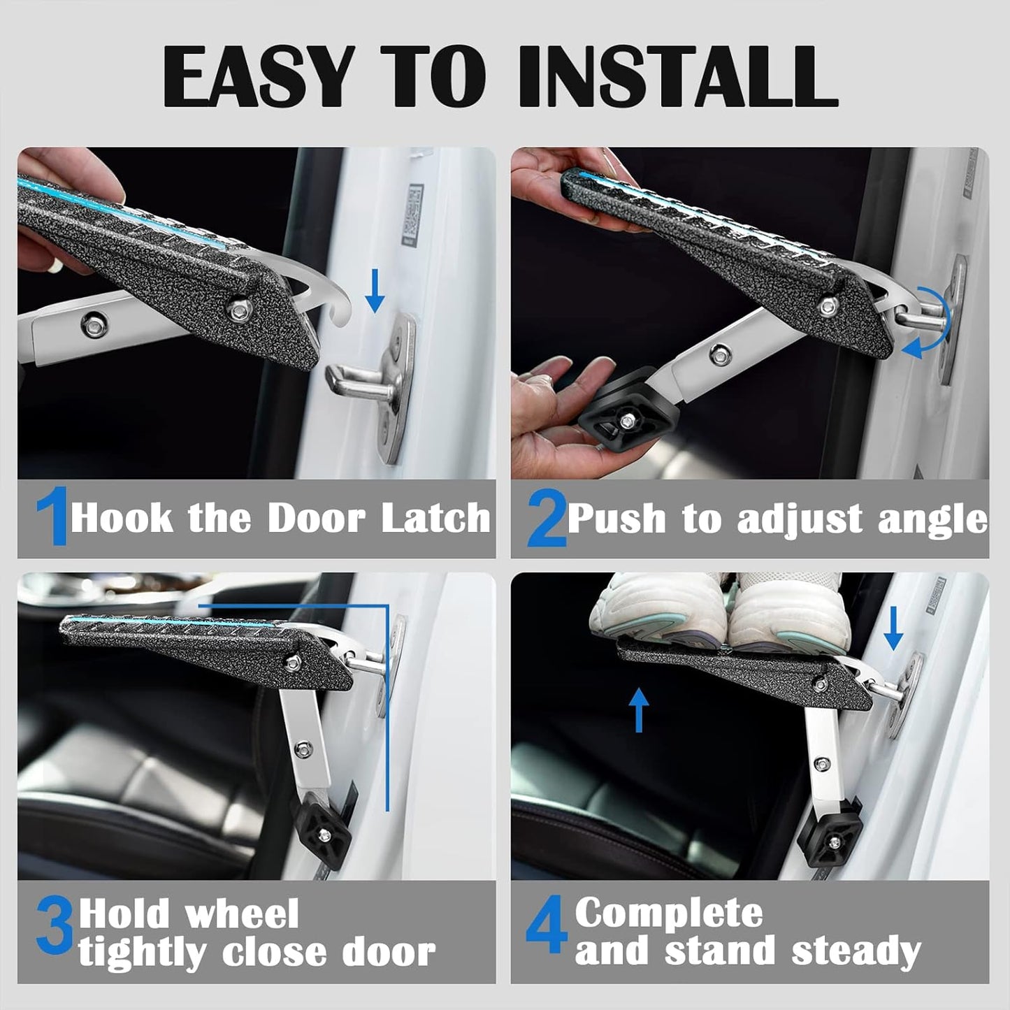 TOOENJOY Extra Protection Car Door Latch Step Both Feet Stand Pedal Ladder/No Assemble Foldable Heavy Duty Car Gadgets for Roof Rack Access Max Capacity 400lbs