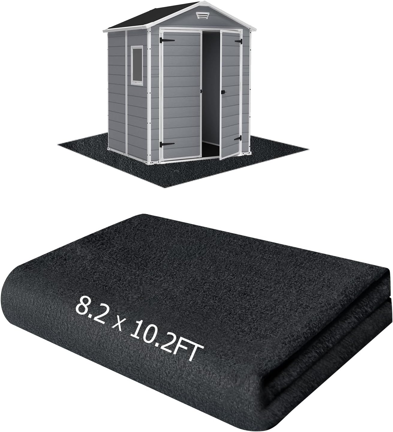 Outdoor Storage Shed Floor Mat, 8.2*10.2FT Waterproof Washable Garden Flooring Pad with Non Slip Backing, Soft Furniture Patio Covering Carport dust Oil Mat-Tool Shed, Storage Shed Not Included