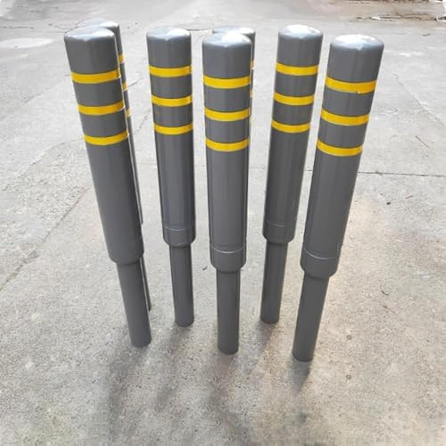 Metal Safety Bollard, Car Parking Protection Posts, Personal Garage Driveway Barrier, Crash Column Safety Warning Column, for Traffic Control(Gray (2PCS))
