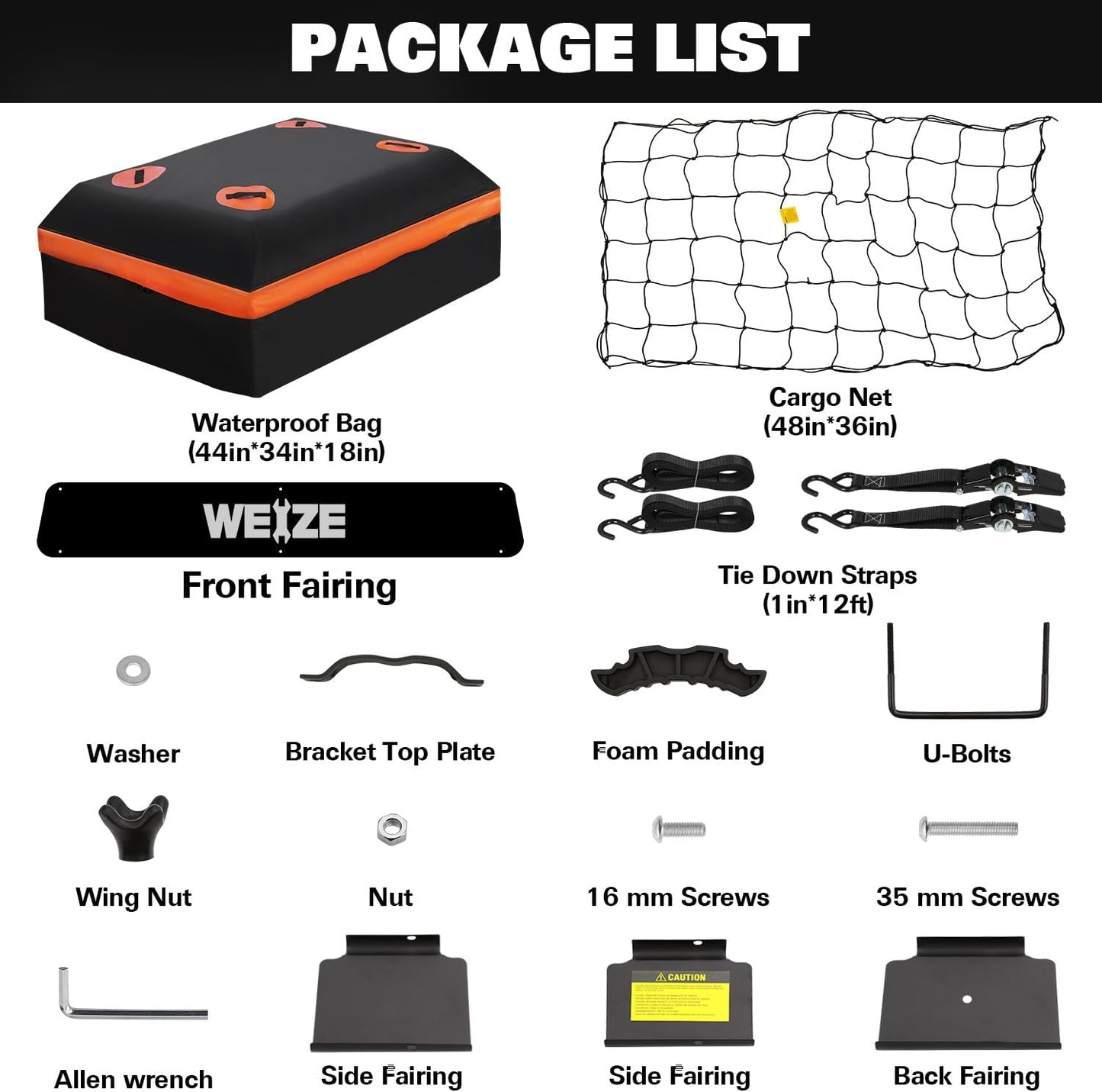 WEIZE Heavy Duty 64"x 39" Roof Rack, Rooftop Cargo Carrier Basket with Waterproof Bag, Tie Down Strap & Net, Car Top Luggage Holder for SUV, 200lb Capacity, Steel Construction