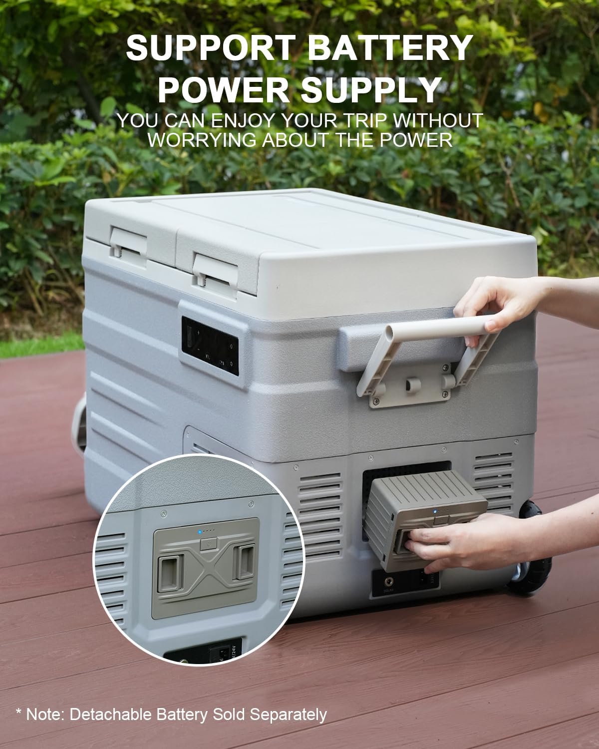 ELECAENTA 12 Volt Refrigerator, 43qt Dual Zone Car Fridge, Portable Freezer -4℉~68℉, Support DC/AC/Solar (Detachable Battery Optional), Electric Cooler for Camping Travel Fishing Road Trips